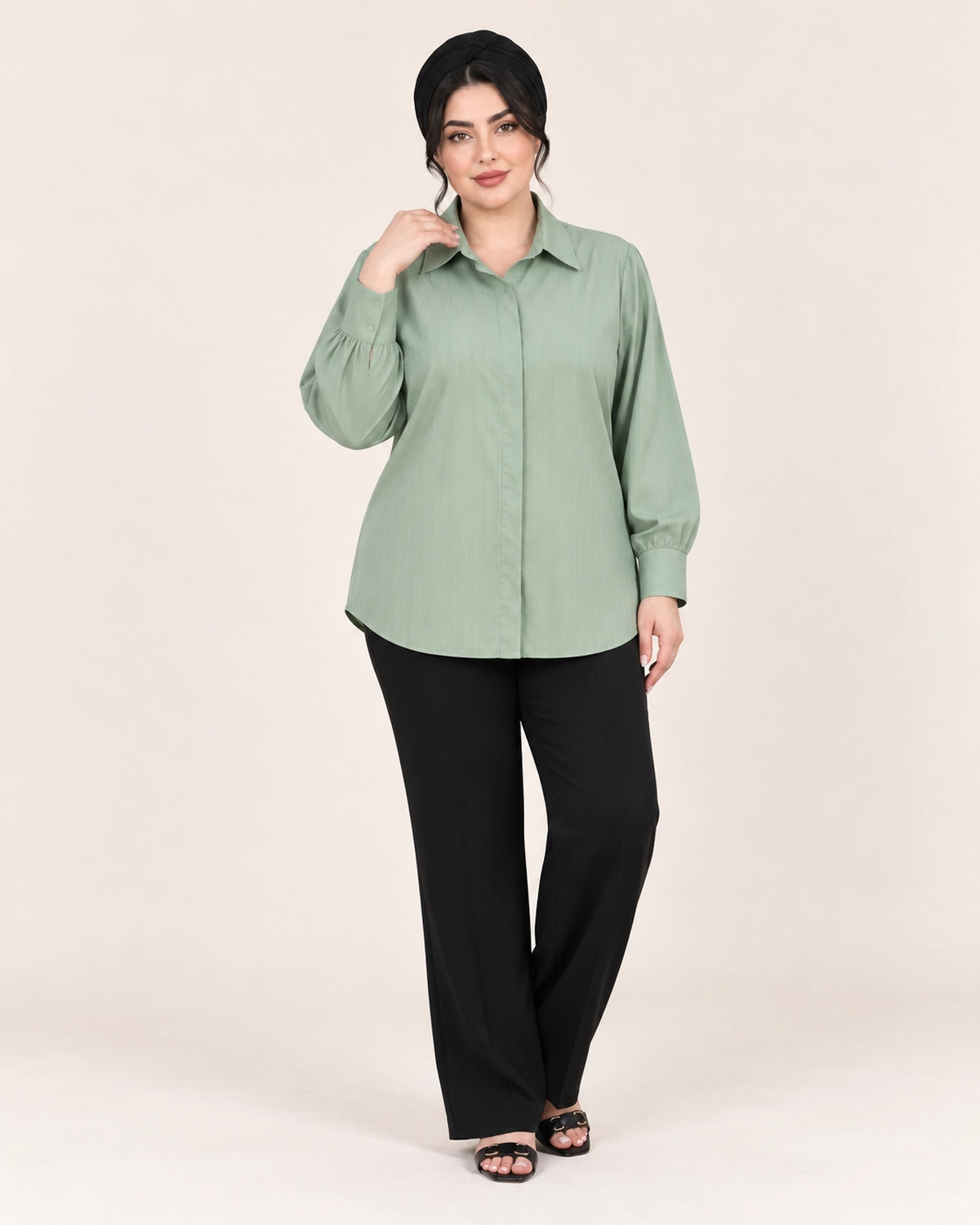 splus-2326-light-green-striped-blouse-front.webp