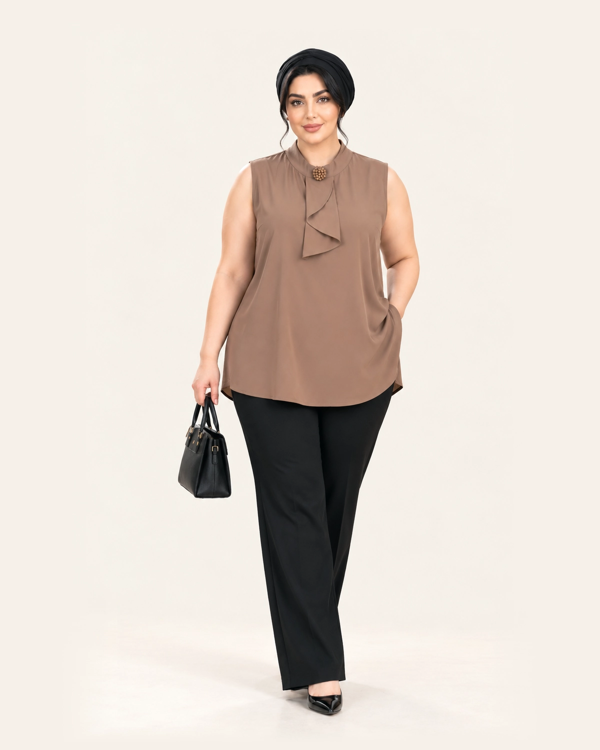 splus-2319-jade-brown-tie-neck-top-front.webp