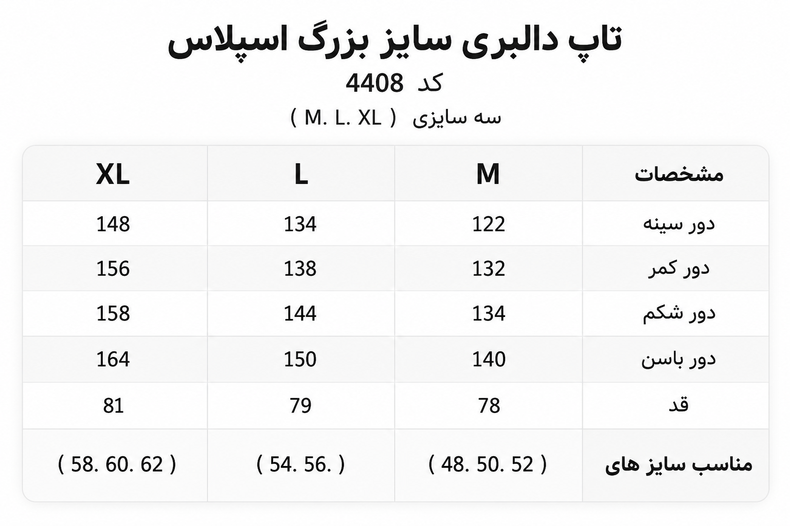 a10d7063-6425-4419-bb72-f3bdfbd6dbd9 جدول سایز بندی تاپ دالبری سایز بزرگ